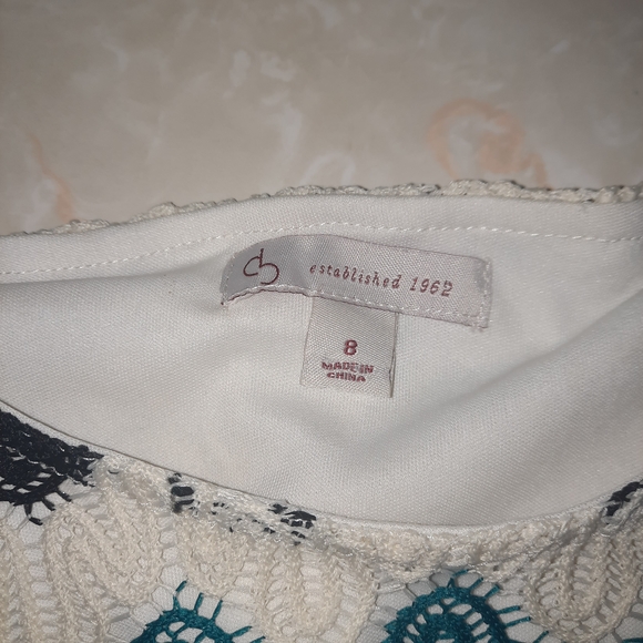 Dress Barn Cream and Blue Chevron Midi Dress - Picture 3 of 9